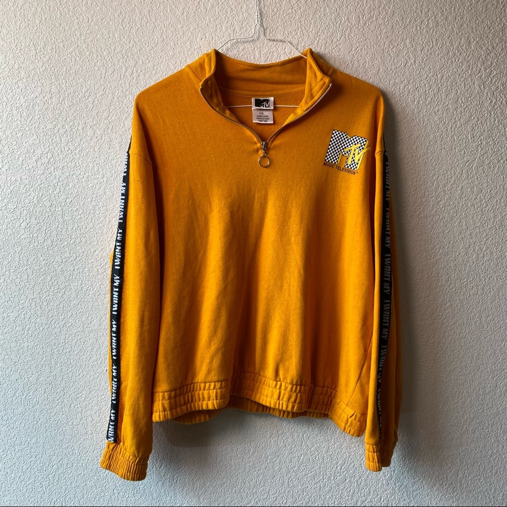 MTV Orange Quarter Zip I Want My Pull Over Sweatshirt Y2K size XXL